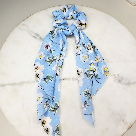 !!!!5 for $25 Blue and White Hair Scarf Scrunchies - Picture 2 of 5